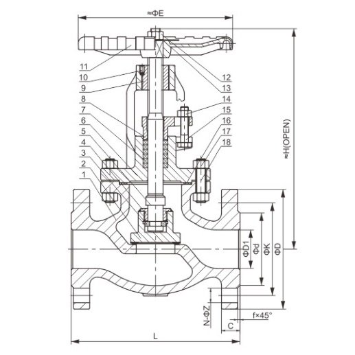 JIS 10K日标法兰截止阀SCS13/SCS14/SCPH2(图3)